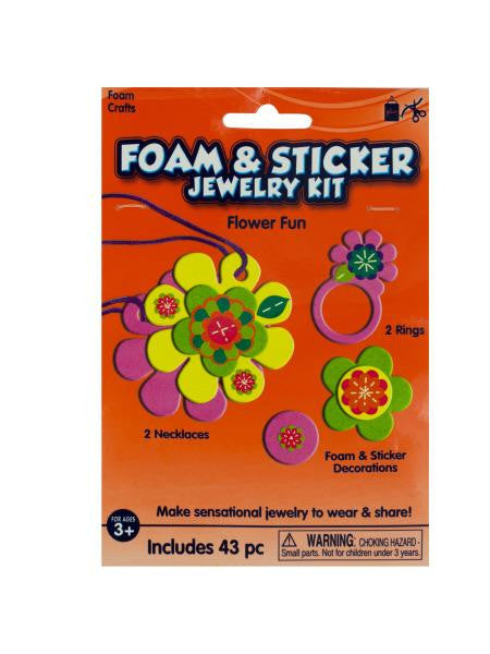 Flower Fun Foam and Sticker Jewelry Kit (Available in a pack of 24)