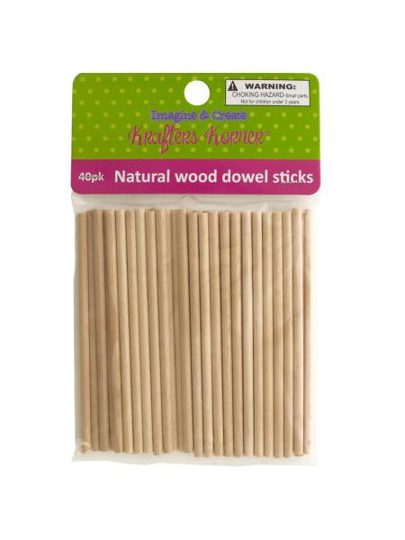 Natural Wood Dowel Sticks (Available in a pack of 12)