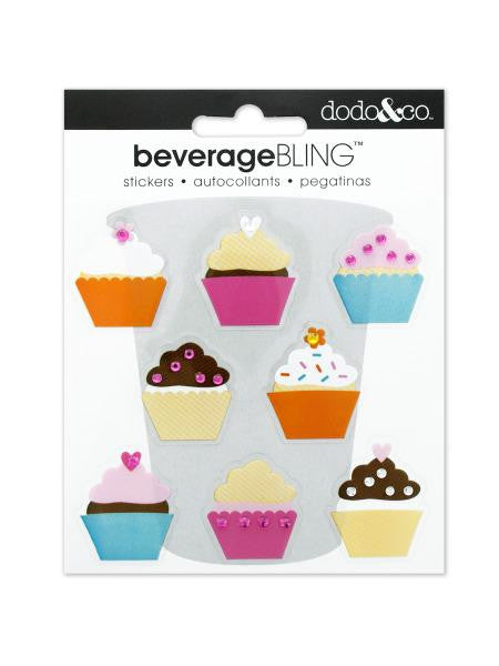 Cupcakes Beverage Bling Stickers (Available in a pack of 24)
