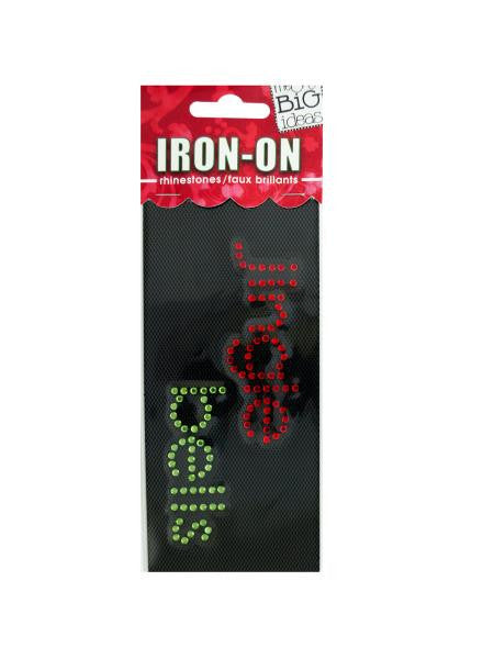 'Jingle Bells' Rhinestone Iron-On Transfer (Available in a pack of 24)