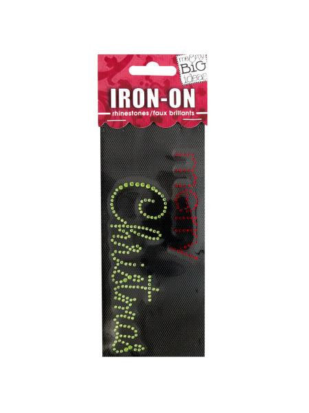 'Merry Christmas' Rhinestone Iron-On Transfer (Available in a pack of 24)