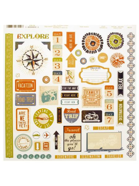 Travel Words & Icons Sticker Sheet (Available in a pack of 24)