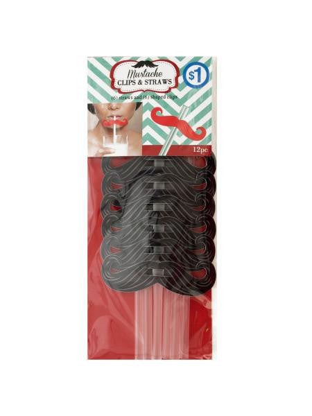 Mustache Clips & Straws (Available in a pack of 18)