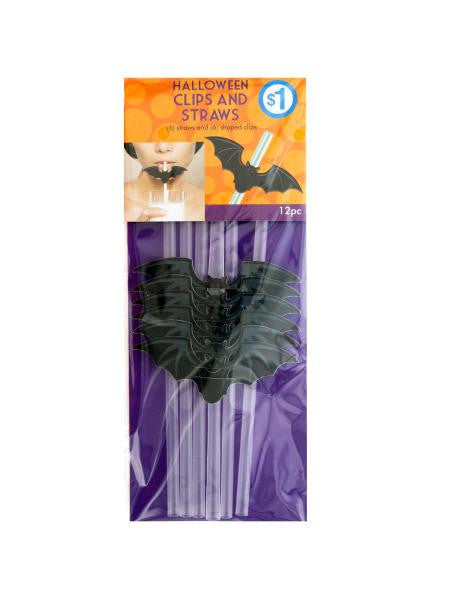 Halloween Bat Clips & Straws (Available in a pack of 15)