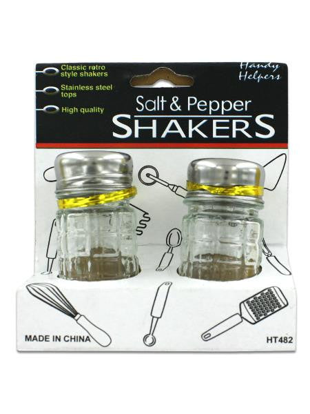 Checkered Glass Salt & Pepper Shaker Set (Available in a pack of 24)