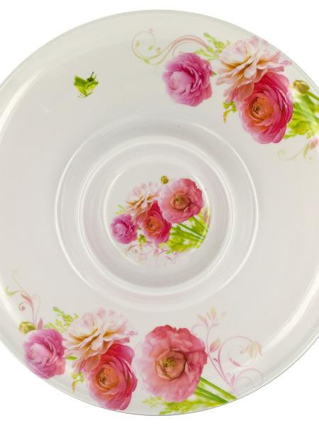 Floral Print Melamine Chip & Dip Plate (Available in a pack of 16)