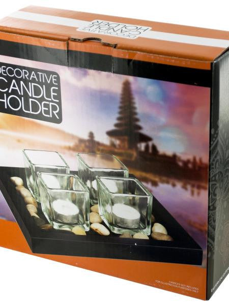 Zen Candle Holder Set with Stones & Tray (Available in a pack of 6)