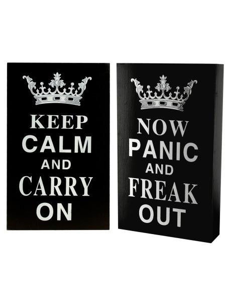 Wood Block Sign with Crown & Saying (Available in a pack of 6)