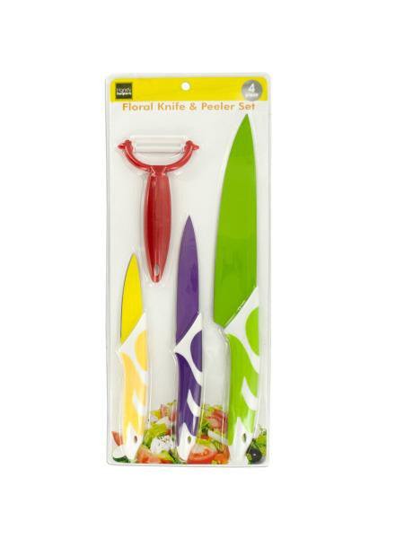 Colorful Knives & Vegetable Peeler Set (Available in a pack of 1)
