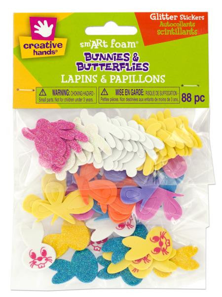 Sm'art Foam Glitter Bunnies & Butterflies Stickers (Available in a pack of 36)