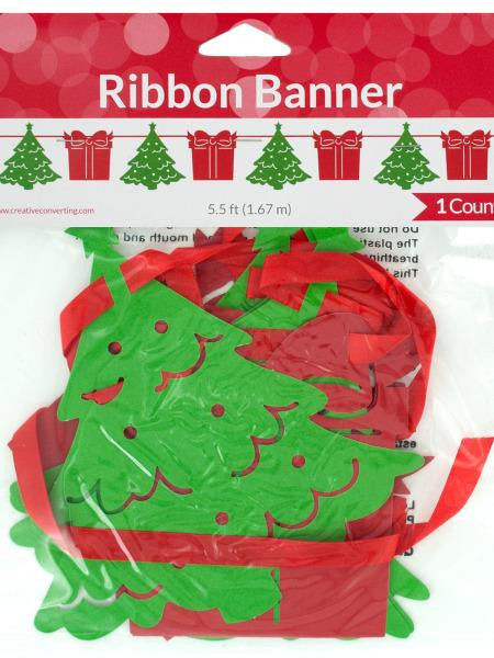 Holiday Trees & Presents Ribbon Banner (Available in a pack of 24)