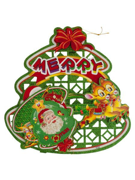 Glitter Santa & Reindeer Hanging Decoration (Available in a pack of 25)