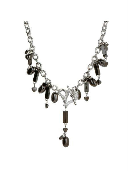 Michele Caruso Black Metallic Bead and Heart Necklace (Available in a pack of 4)