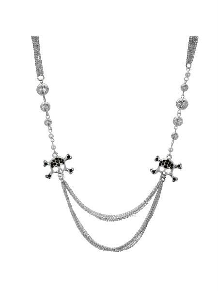 Crystal Skull and Crossbones Multi Strand Necklace (Available in a pack of 4)