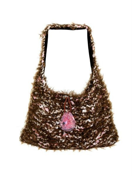 Hand Knit Brown-Pink Over-The-Shoulder Bag (Available in a pack of 1)