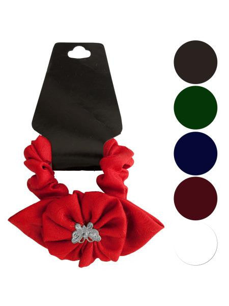 Butterfly Ruffle Flower Bow Accent Hair Twister (Available in a pack of 24)