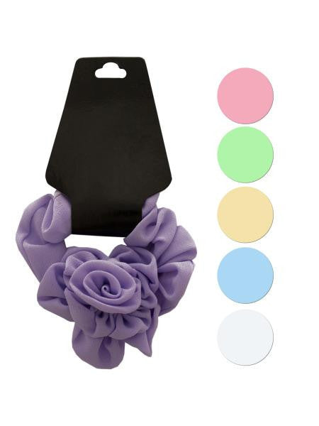 Pastel Hair Twister with Ruffle Rose Accent (Available in a pack of 24)