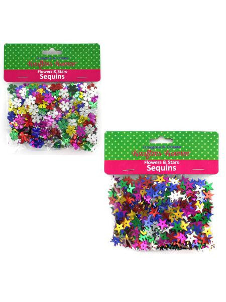 Flowers &amp; Stars Sequins (Available in a pack of 12)