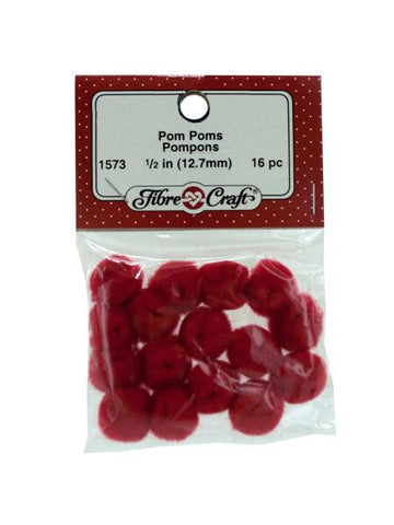 Red Craft Pom Poms (Available in a pack of 24)