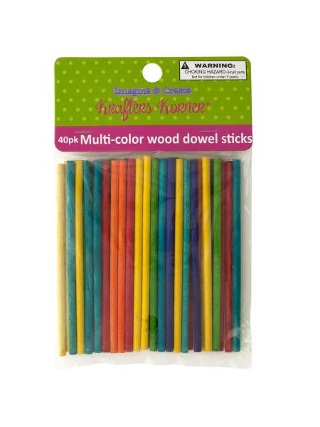 Multi-Color Wood Dowel Sticks (Available in a pack of 12)