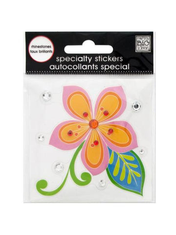 Surf Shop Flower Rhinestone Specialty Sticker (Available in a pack of 24)