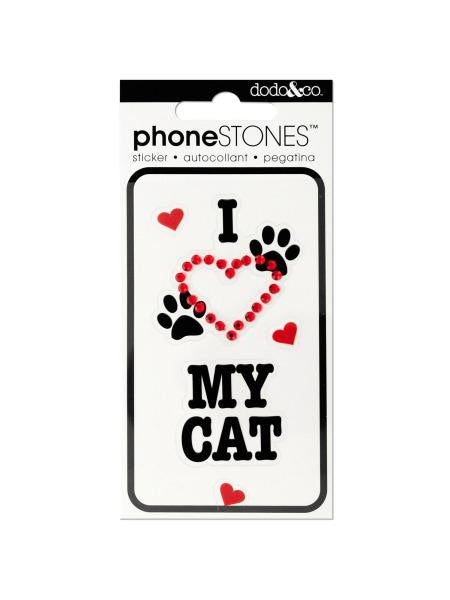 I Love My Cat Phone Stones Stickers (Available in a pack of 24)