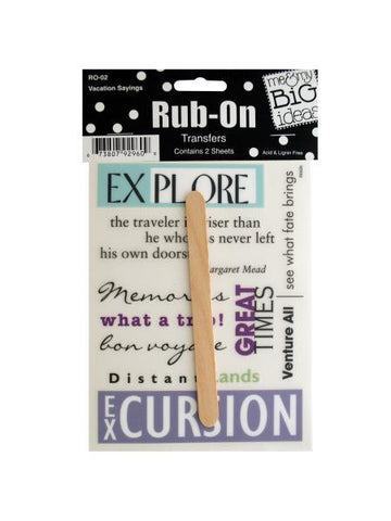 Vacation Sayings Rub-On Transfers (Available in a pack of 24)