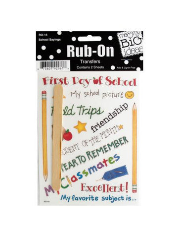 School Sayings Rub-On Transfers (Available in a pack of 24)