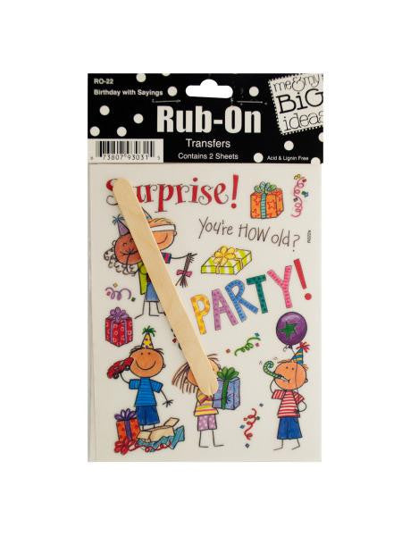 Birthday with Sayings Rub-On Transfers (Available in a pack of 24)