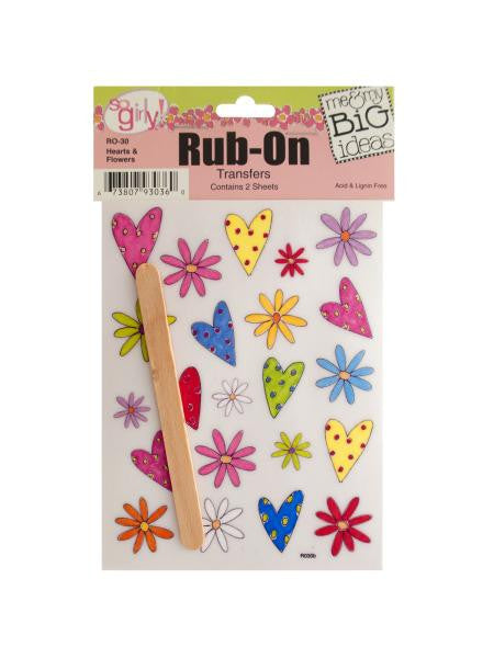 Hearts and Flowers Rub-On Transfers (Available in a pack of 24)