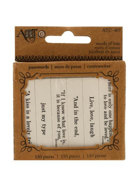 Words of Love Paper Craft Passwords (Available in a pack of 18)