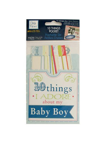 10 Things I Adore About My Baby Boy Journaling Pocket (Available in a pack of 24)