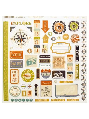 Travel Words &amp; Icons Sticker Sheet (Available in a pack of 24)