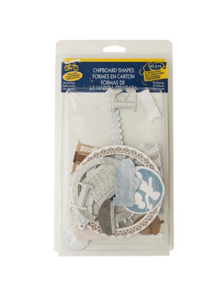 Winter Chipboard Shapes with Foil Accents (Available in a pack of 24)