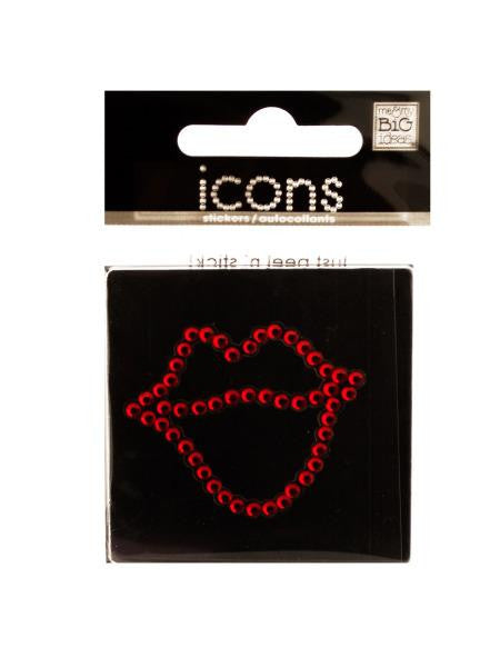 Bling Rhinestone Lips Icon Sticker (Available in a pack of 24)