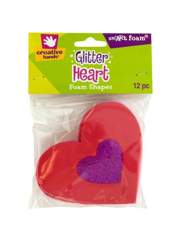 Glitter Heart Foam Shapes (Available in a pack of 18)