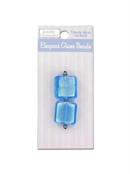 Large Square Blue Glass Beads and Spacers (Available in a pack of 24)