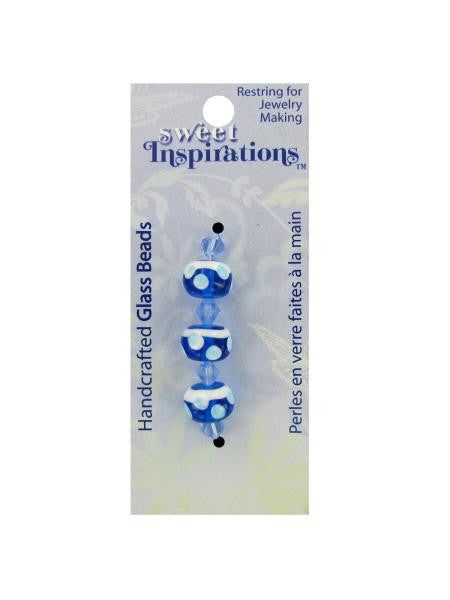 Round Blue Beads with Dots and Spacers (Available in a pack of 30)