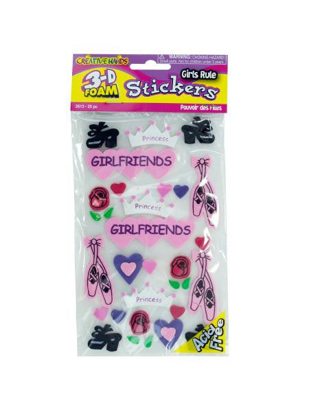 Girls Rule 3D Foam Stickers (Available in a pack of 18)