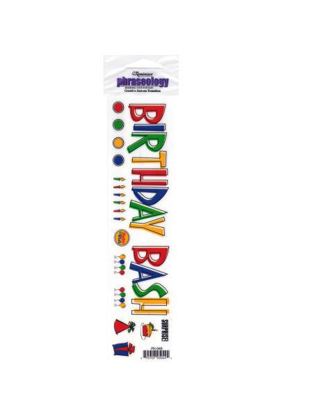 Birthday Bash Creative Rub-On Transfer (Available in a pack of 24)