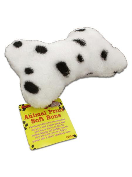 Squeaking Soft Dog Bone with Animal Print (Available in a pack of 24)