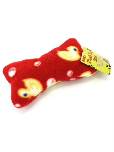 Plush Dog Bone with Rubber Duckie Print (Available in a pack of 25)