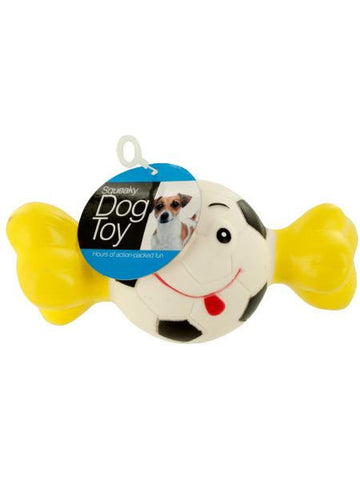 Squeaky Sports Ball with Bone Dog Toy (Available in a pack of 12)