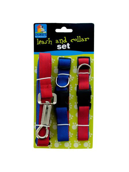 Dual-Colored Nylon Leash &amp; Collars Set (Available in a pack of 8)