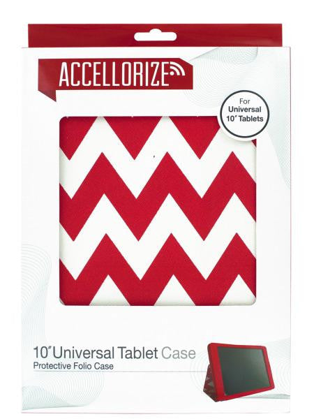 Red Chevron Universal Tablet Case with Pocket (Available in a pack of 6)