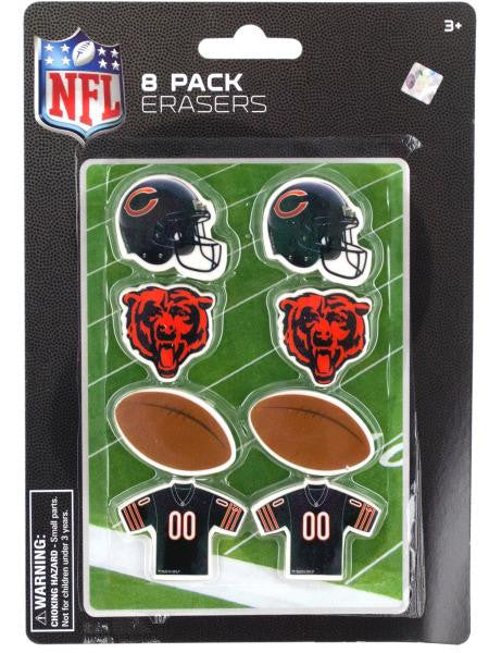 NFL Licensed Chicago Bears Shaped Erasers Set (Available in a pack of 24)