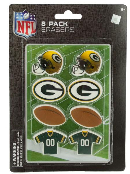 NFL Licensed Green Bay Packers Shaped Erasers Set (Available in a pack of 24)