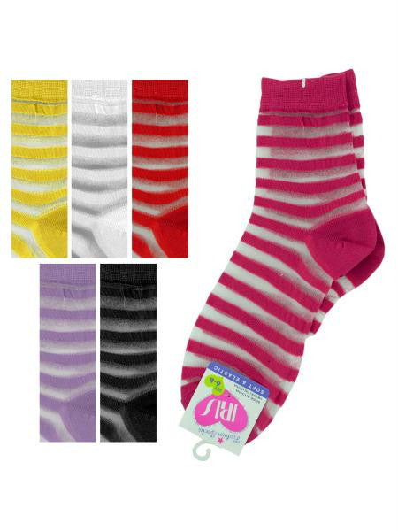 High Cut Striped Socks (Available in a pack of 36)