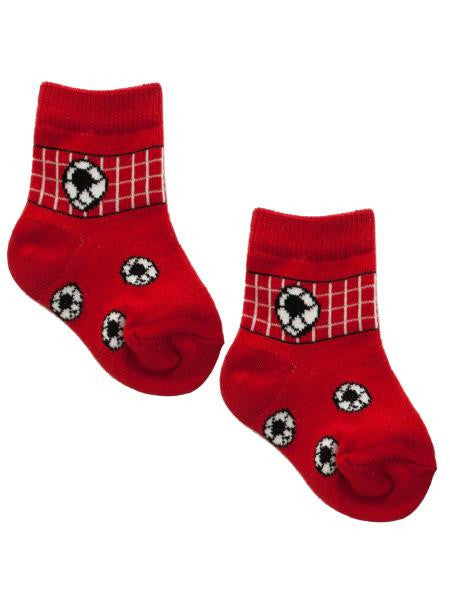 Red Soccer Rocker Baby Socks Set for 0-12 Months (Available in a pack of 10)