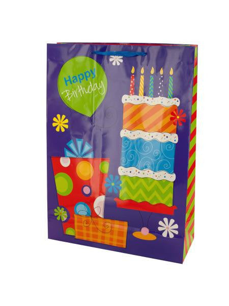 Happy Birthday Purple Floral Gift Bag (Available in a pack of 24)